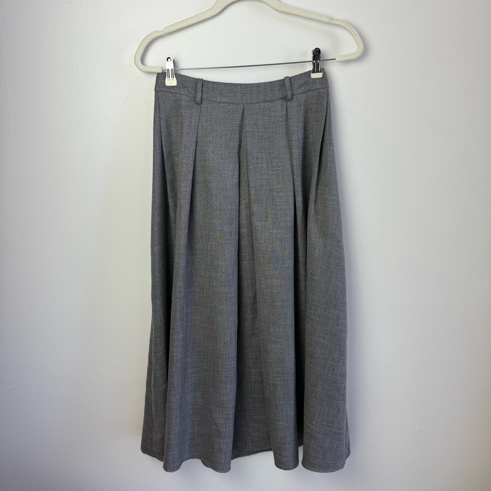 Zara Gray A-Line Pleated Midi Skirt